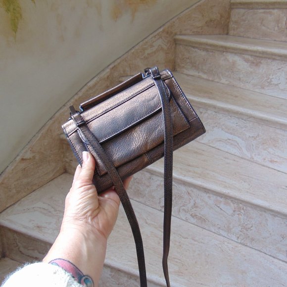Kooba Copper Crossbody Wallet Bifold Leather Purse Pocketbook Shoulder Handbag - Picture 12 of 12